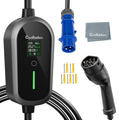 Colladen 7KW tragbares EV-Ladegerät 1 Phase 32A Typ 2 Ladegerät für Elektrofahrzeuge, 8-Stunden-Ladeplan, Ladestation mit einstellbarem Strom und CEE-Stecker