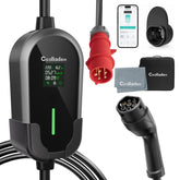 Coolladen 11kW Tragbares EV Ladegerät Typ 2 (16A, 3-Phasig) – Smart App Steuerung, Typ B FI-Schutz (AC 30mA + DC 6mA), IP65 Mobile Wallbox mit CEE Stecker & Wandhalterung