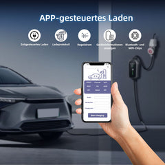 Coolladen Mobile Wallbox 11kW mit APP Wlan & Bluetooth Ladekabel CEE 16A auf Typ 2 mit Einstellbarer Ladeleistung für Elektroauto, EV Ladegerät für 3008/508, C5X, DS7, GLA, Q3, X3, ZOE, ID.3, ID.4 und Anderen PHEV/EV