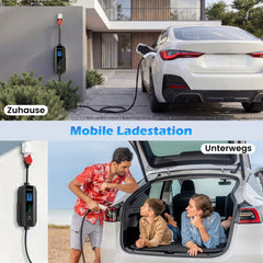 Coolladen 11kW mobiles Typ 2 EV-Ladegerät, 16A dreiphasig, IP55 wasserdichte mobile Wallbox mit Wandhalterung für BEV & PHEV