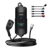 Coolladen 22kW Tragbares EV Ladekabel Typ 2 mit Adapter für Öffentliche Ladesäulen – Einstellbarer Strom (6A-32A), Wechselbare CEE 32A/16A & Schuko Stecker, LCD-Display 32A Mobile Wallbox