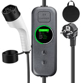 Coolladen 3.5kW Mobiles EV Ladegerät | 16A Schuko auf Typ 2 Mobile Wallbox | Einstellbare Stromstärke | Präzise 1-12Std. Ladezeitsteuerung & Zeitverzögerung