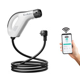 Coolladen Typ 2 Ladekabel Schuko mit App, 3.68KW 1-phasig 6-16A Ladekabel Auto Einstellbarer Strom für 3008/508, C5X, DS7, GLA, Q3, X3, ZOE, ID.3, ID.4 und Anderen PHEV/EV