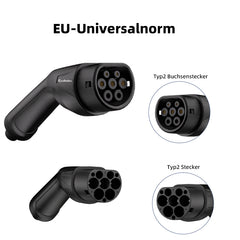 Coolladen Typ 2 Ladekabel, 16A / 11 kW / 3-Phasig / 5/10Meter, Typ 2 auf Typ 2 EV Ladekabel für Elektroauto mit Tragetasche und Mikrofasertuch