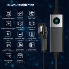 Coolladen Traveller-Set,Mobile Wallbox WiFi mit APP, Aufladen bis zu 22kW, EV Ladegerät Typ 2, 5M Kabel, Touchscreen Display, Einstellbare Stromgröße mit Schuko 16A/CEE 32A Rot/CEE 16A Rot/CEE 32A Blau