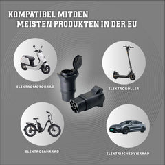 Typ2-Stecker auf 16A Schuko-Steckdose Adapter, 16A 1-Phasen-EV-Adapter zum Bezug von Strom von der EV-Ladestation