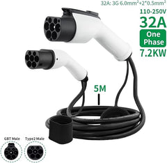 Coolladen Typ 2 Ladekabel, 7~22KW 5M Ladekabel Elektroauto Typ 2 fĂŒr E Auto EV/PHEV, Typ 2 auf GBT Ladekabel