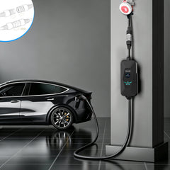 Coolladen 22kW Tragbares EV Ladekabel Typ 2 mit Adapter für Öffentliche Ladesäulen – Einstellbarer Strom (6A-32A), Wechselbare CEE 32A/16A & Schuko Stecker, LCD-Display 32A Mobile Wallbox