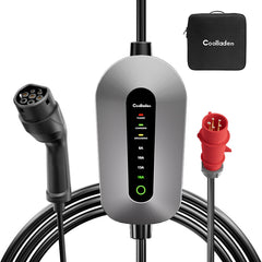 Coolladen Ladekabel Typ 2 CEE Stecker 11 kW [3-phasig|5/10m|6-16A] mit Einstellbarer Ladeleistung,Ladestation und EV-Ladegerät für ID.3/4/5,e-up, e-tron, Zoe und andere EV