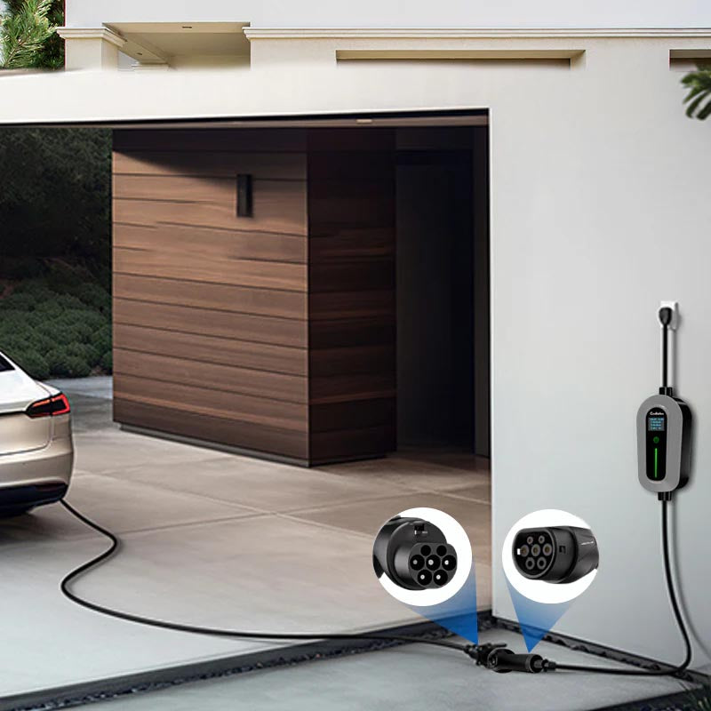 Coolladen Type2 EV-Ladeverlängerungskabel für 3,5 KW, 7 KW, 11 KW, 22 KW, 7 m Kabel mit Handtasche