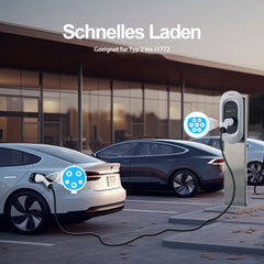 Coolladen 3,5 KW ~ 22 KW Typ 2 bis J1772 EV-Ladegerät, 5 m PHEV EV-Ladekabel, kompatibel mit jedem Elektroauto