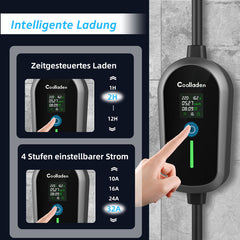 Colladen 7KW tragbares EV-Ladegerät 1 Phase 32A Typ 2 Ladegerät für Elektrofahrzeuge, 8-Stunden-Ladeplan, Ladestation mit einstellbarem Strom und CEE-Stecker