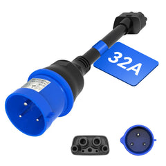 3 Pin Blauer CEE Adapter für Tesla Gen 2 Mobile Charger, Tragbares EV Ladegerät Verlängerungskabel zu 240V Steckdose bei 32A, Kompatibel mit Tesla Model 3/S/X/Y