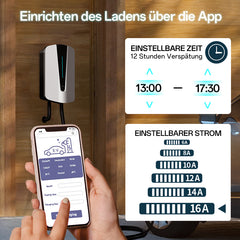 Coolladen 11KW 22KW EV Wallbox Ladestation Typ 2 5M EV Starkstrom Schnellladekabel mit RFID Wifi