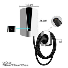 Coolladen 11KW 22KW EV Wallbox Ladestation Typ 2 5M EV Starkstrom Schnellladekabel mit RFID Wifi