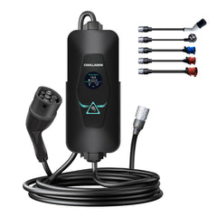 Coolladen 22kW Tragbares EV Ladekabel Typ 2 mit Adapter für Öffentliche Ladesäulen – Einstellbarer Strom (6A-32A), Wechselbare CEE 32A/16A & Schuko Stecker, LCD-Display 32A Mobile Wallbox