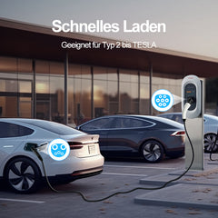 Coolladen 3,5 KW ~ 22 KW Typ 2 zu TESLA EV-Ladegerät, 5 m PHEV EV-Ladekabel, kompatibel mit jedem Elektroauto