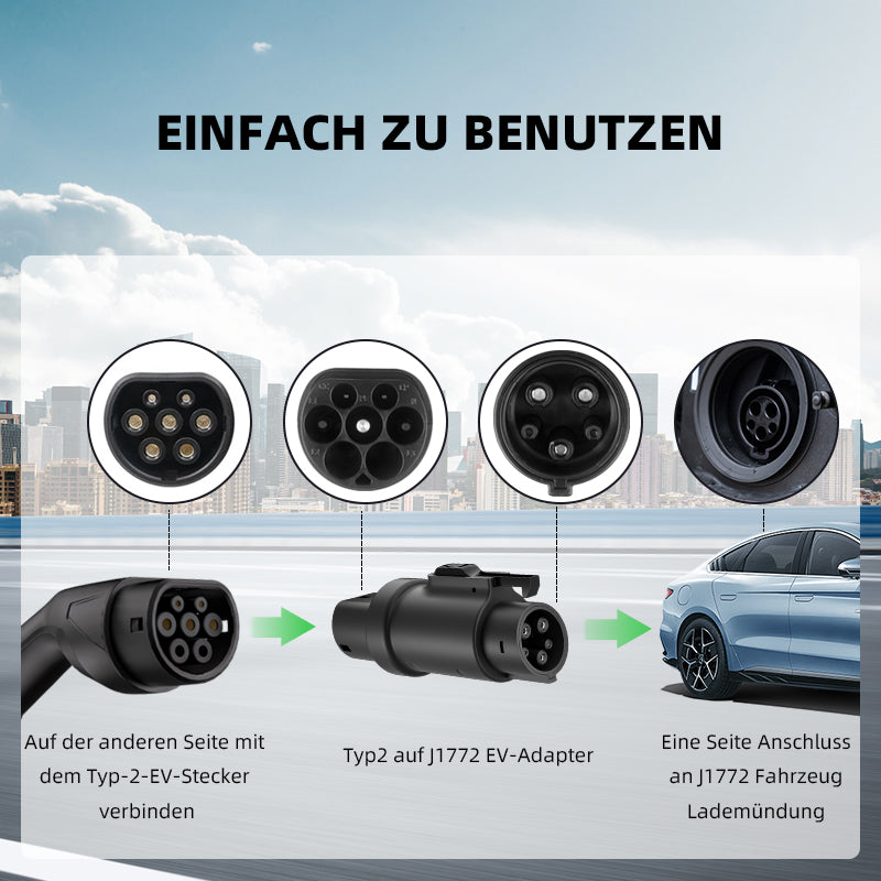 Typ 2 bis J1772 EV-Ladeadapter 16A/32A Ladeanschluss für Elektrofahrzeuge