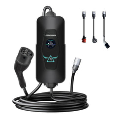 Coolladen 11kW Tragbares EV Ladekabel Typ 2 mit Adapter zur Stromentnahme an Ladesäulen – Smart App Steuerung, Wechselbare CEE & Schuko Stecker, 3-Phasige Mobile Wallbox