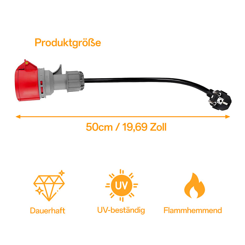 Schuko auf 5-Polig CEE Adapter 16A Kupplung Steckdose