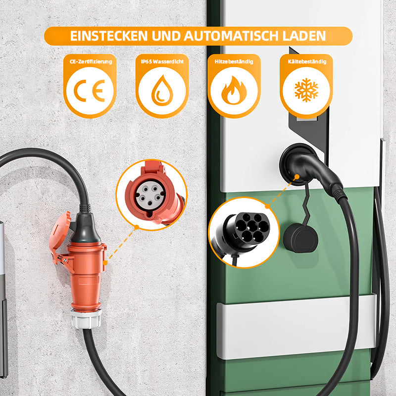 Typ2 Stecker auf CEE16A-Buchse, Adapter für 11KW EV-Ladegerät zur Stromaufnahme von der Ladestation