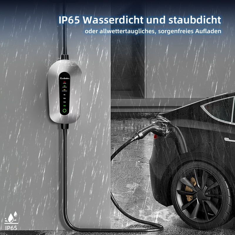 Coolladen Ladekabel Typ 2 CEE Stecker 11 KW [3-Phasig|3/5m|6-16A] Mit Einstellbarer Ladeleistung,Ladestation Und EV-Ladegerät Für ID.3/4/5,E-Up, E-Tron, Zoe Und Andere EV