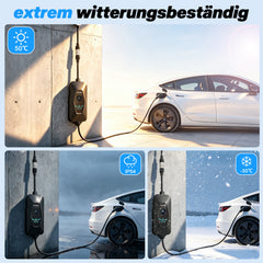 Coolladen 22kW Tragbares EV Ladekabel Typ 2 mit Adapter für Öffentliche Ladesäulen – Einstellbarer Strom (6A-32A), Wechselbare CEE 32A/16A & Schuko Stecker, LCD-Display 32A Mobile Wallbox