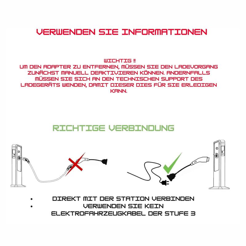 Adapter Typ 2 auf Schuko Elektroauto Ladestecker, 16A, 0,5/4M. Einfaches Laden an Ladestationen/Wallboxen, Nutzung von 230V Ladegeräten für E-Bike, E-Scooter, Motorrad, IP55