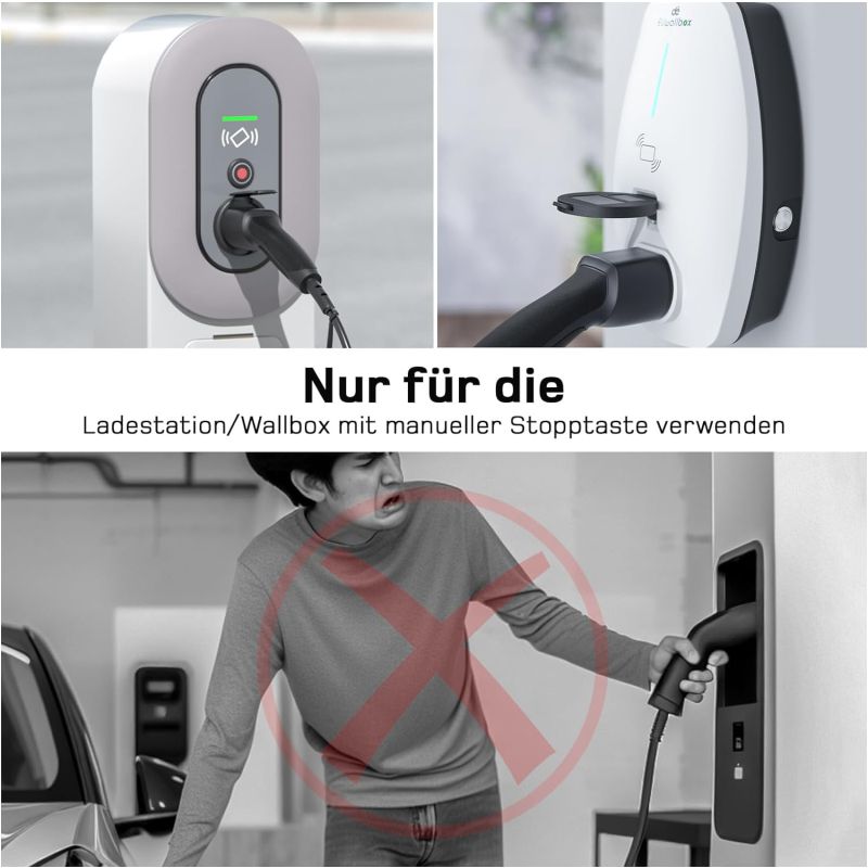 Adapter Typ 2 auf Schuko Elektroauto Ladestecker, 16A, 0,5/4M. Einfaches Laden an Ladestationen/Wallboxen, Nutzung von 230V Ladegeräten für E-Bike, E-Scooter, Motorrad, IP55