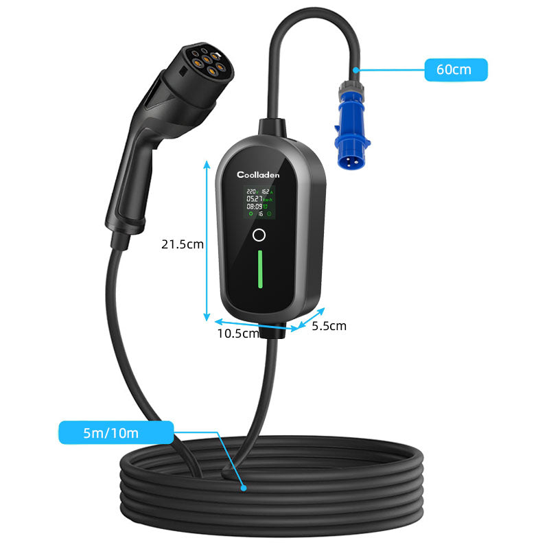 Colladen 7KW tragbares EV-Ladegerät 1 Phase 32A Typ 2 Ladegerät für Elektrofahrzeuge, 8-Stunden-Ladeplan, Ladestation mit einstellbarem Strom und CEE-Stecker