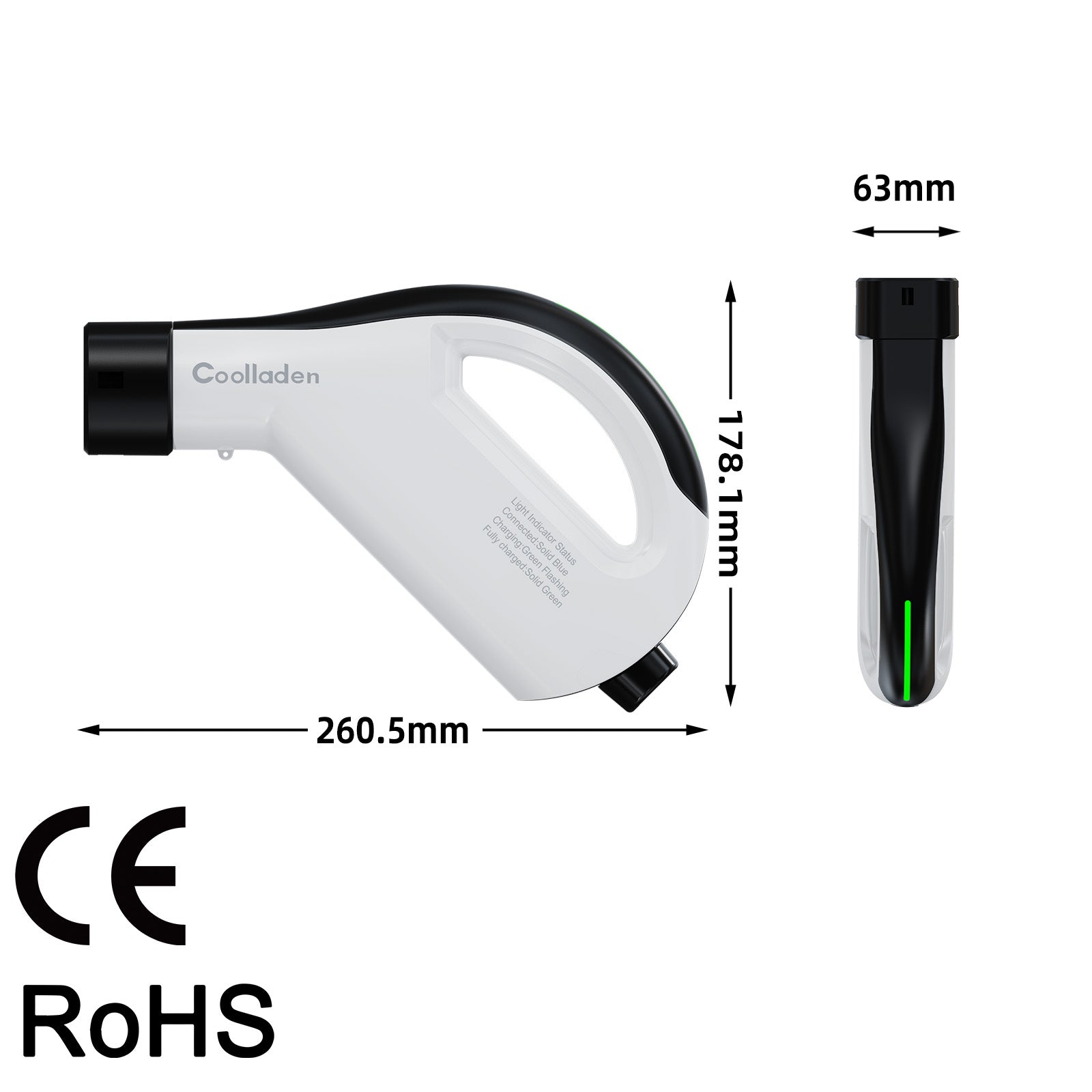 Coolladen Typ 2 Ladekabel Schuko mit App, 3.68KW 1-phasig 6-16A Ladekabel Auto Einstellbarer Strom für 3008/508, C5X, DS7, GLA, Q3, X3, ZOE, ID.3, ID.4 und Anderen PHEV/EV