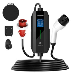 Coolladen 11kW mobiles Typ 2 EV-Ladegerät, 16A dreiphasig, IP55 wasserdichte mobile Wallbox mit Wandhalterung für BEV & PHEV