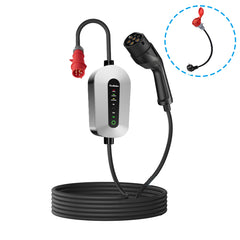 Coolladen Ladekabel Typ 2 CEE Stecker 11 KW [3-Phasig|3/5m|6-16A] Mit Einstellbarer Ladeleistung,Ladestation Und EV-Ladegerät Für ID.3/4/5,E-Up, E-Tron, Zoe Und Andere EV