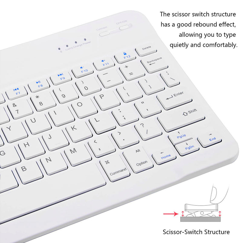 TCL alcatel KB 30 Kabellose Tastatur - Weiß Bluetooth Ultraflacher tragbarer Mini Tastatur