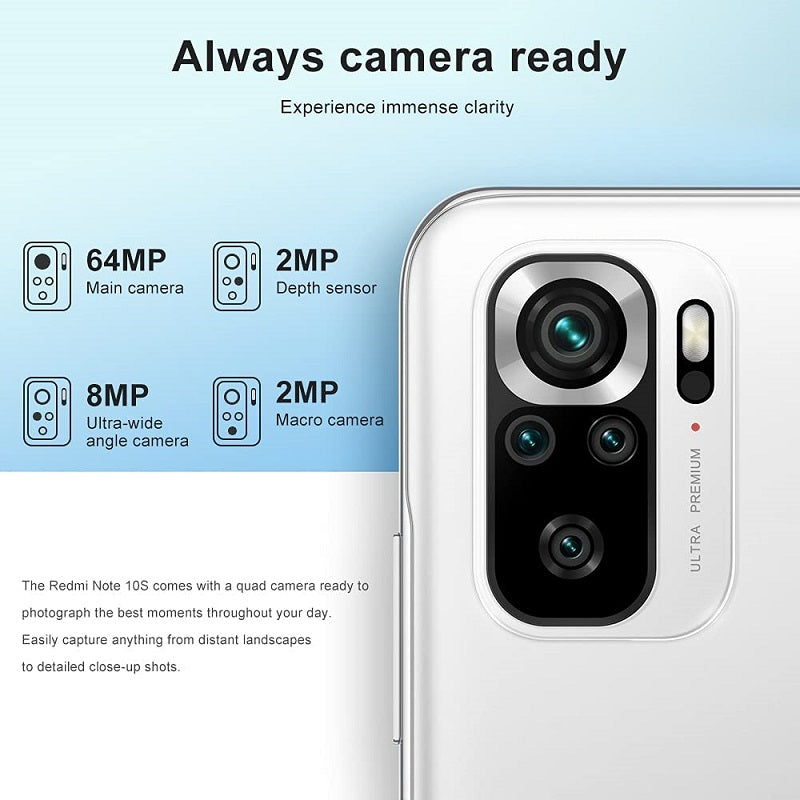 Redmi Note 10S Smartphone 6GB+128GB 5000mAh - EU Version 64MP Quad-Kamera 6,43 Zoll AMOLED DotDisplay NFC