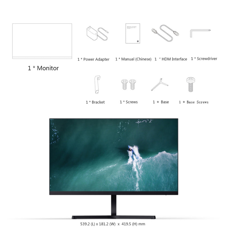 Xiaomi Desktop-PC-Monitor 1C EU Version - 23,8'' Desktop-Monitor 1C 1080P Full HD Display Bildschirm Low Blue Light
